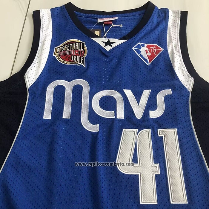 Camiseta Dallas Mavericks Kyrie Irving #41 Hall of Fame Mitchell & Ness 1998 Azul